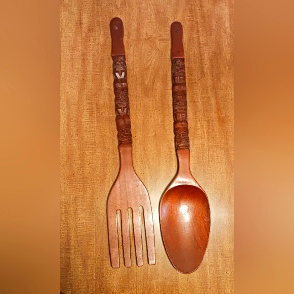 Vintage wooden tiki style mid century